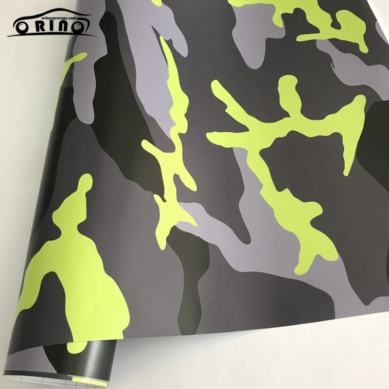 Black Yellow Grey Camouflage Vinyl Sticker Car Film Wrap With Air Bubble Adhesive ORINO WRAPS