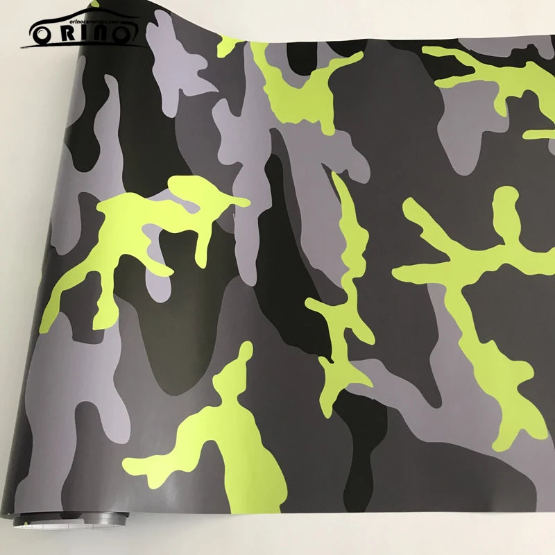 Black Yellow Grey Camouflage Vinyl Sticker Car Film Wrap With Air Bubble Adhesive ORINO WRAPS