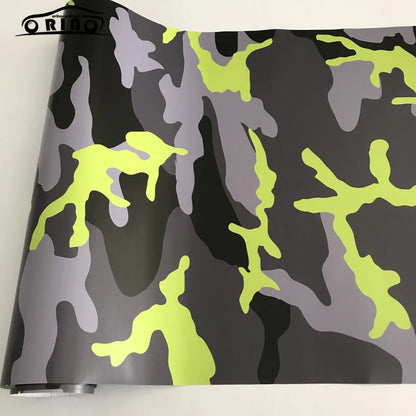 Black Yellow Grey Camouflage Vinyl Sticker Car Film Wrap With Air Bubble Adhesive ORINO WRAPS