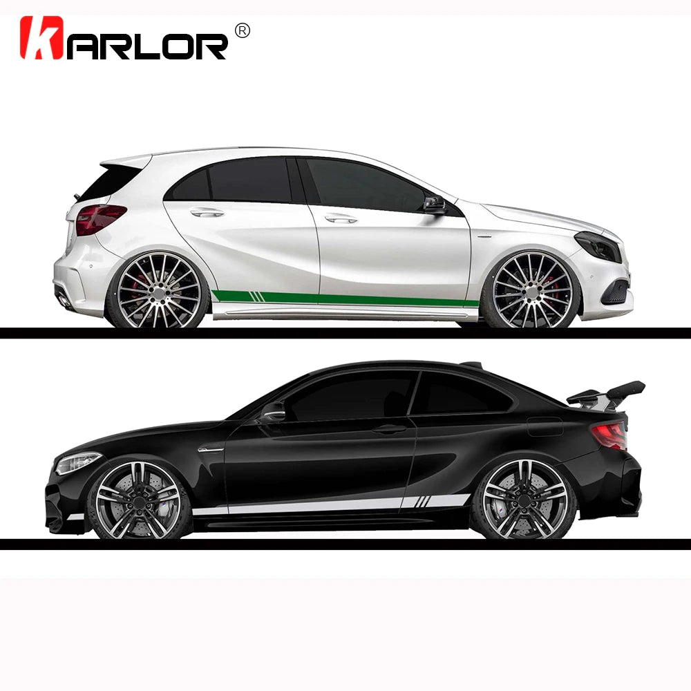 2pcs/lot 220x8cm Stripe Style Side Stripes Car Both Body Stickers Decal Car Wrap Vinyl Film Automobiles Products Car Accessories