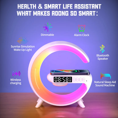 Cargador 15W Multifunction Wireless Charger Pad Stand Speaker TF RGB Night Light Fast Charging Station for iPhone Samsung Xiaomi Huawei