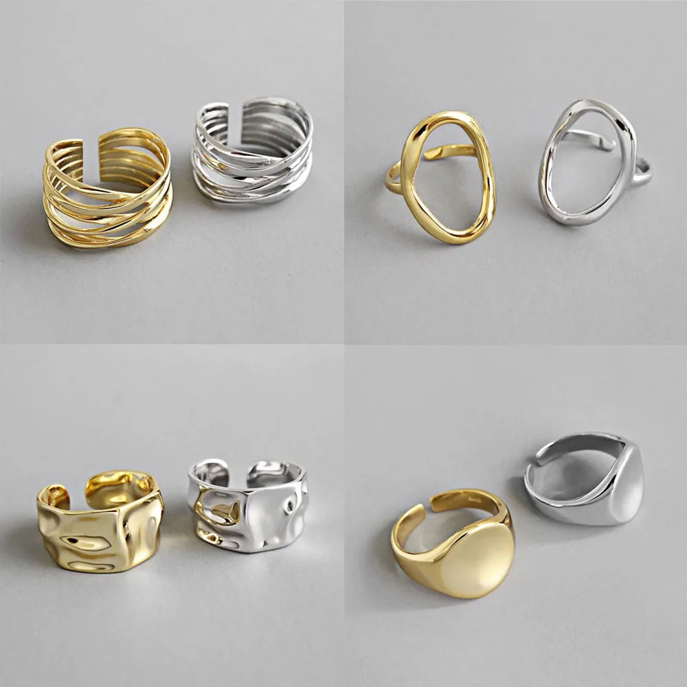 Anillo 925 Sterling Silver Rings Gold Color